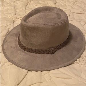 Gray vegan suede fedora